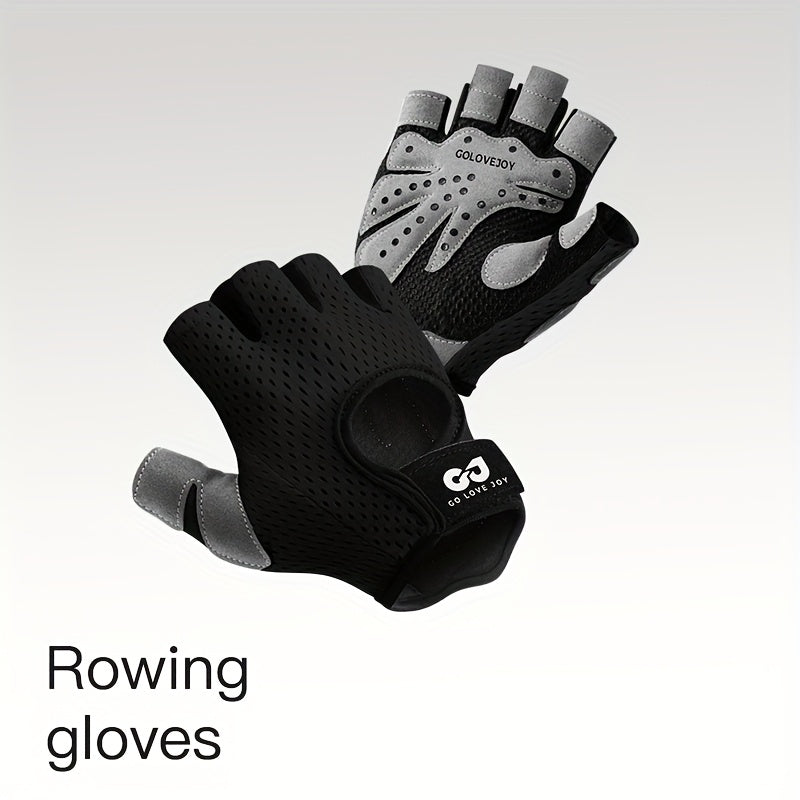 Gants de musculation respirants à paume renforcée en maille, gris