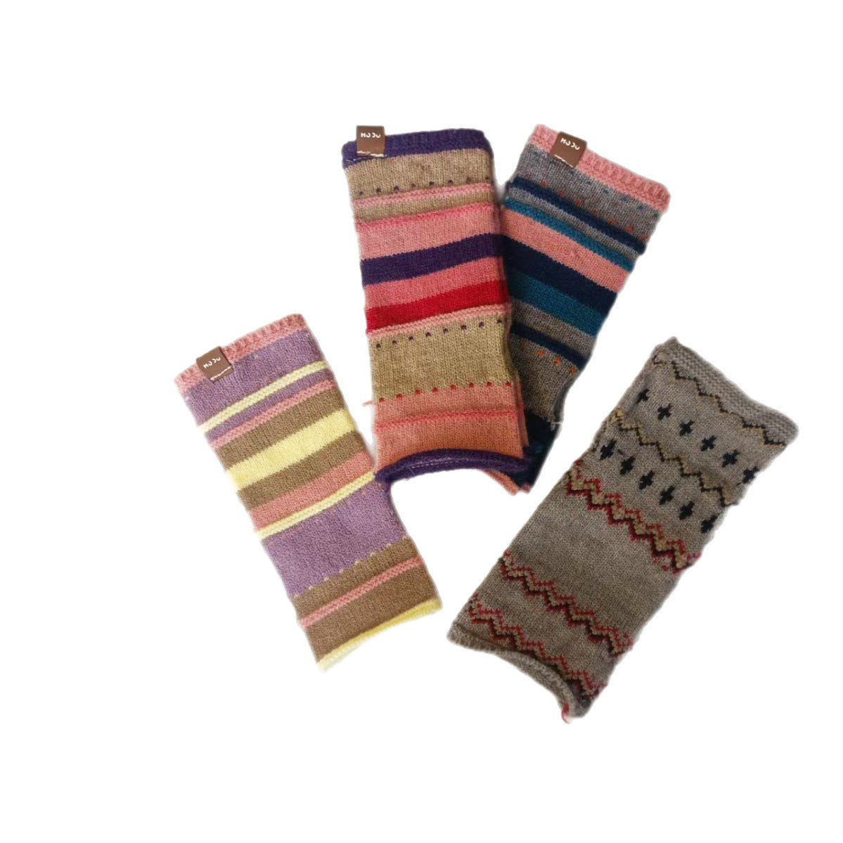 Gants en maille, 4 coloris, rayé