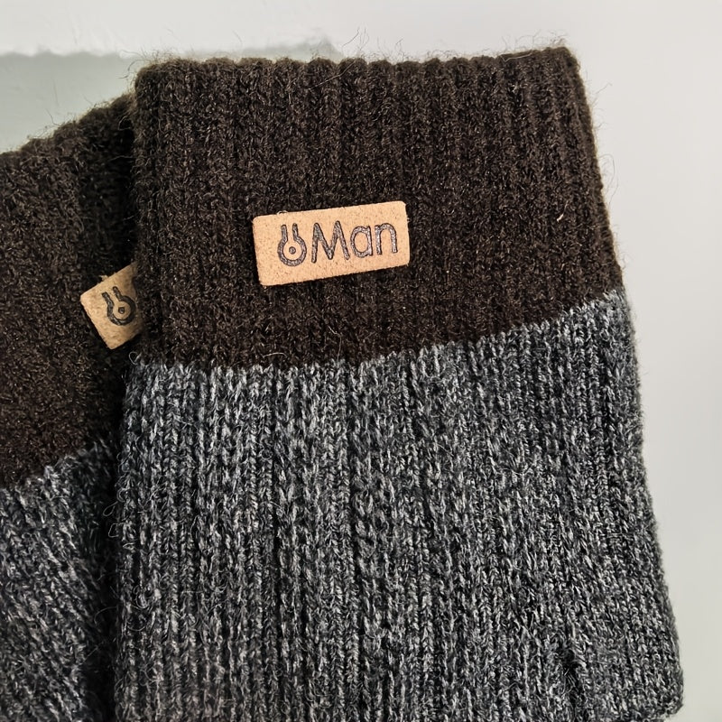 Mitaines tactiles à étiquette cousue en maille côtelée