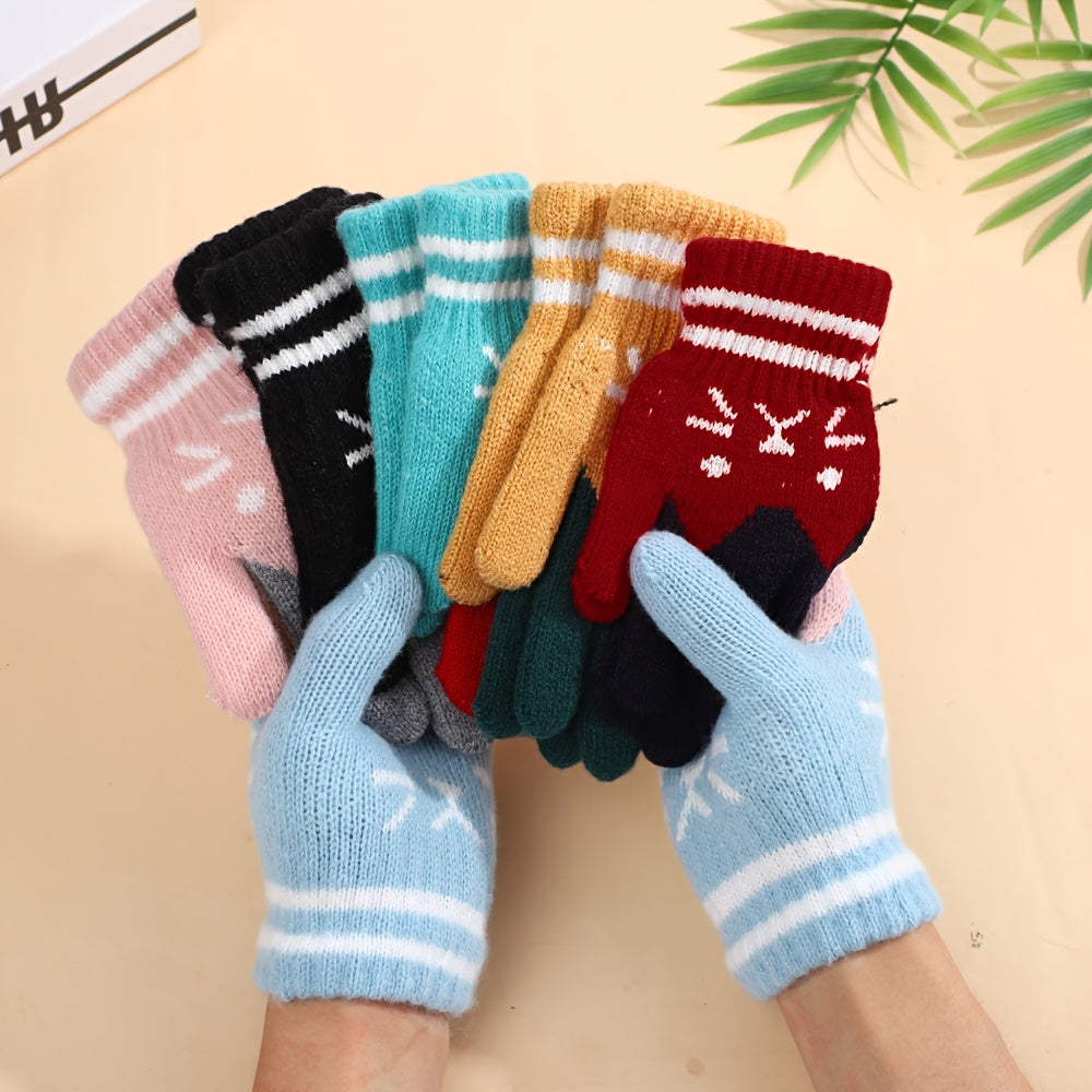 Gants en maille, 6 coloris, rouge, bleu, bleu royal, jaune, noir et crevette rose