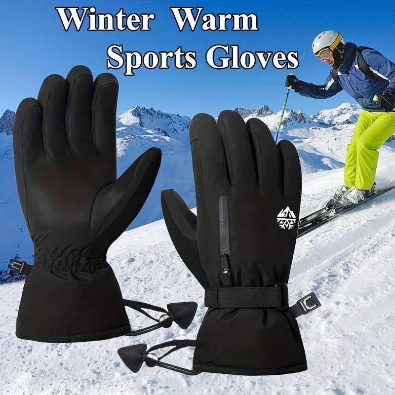 Gants de ski en simili cuir, noir