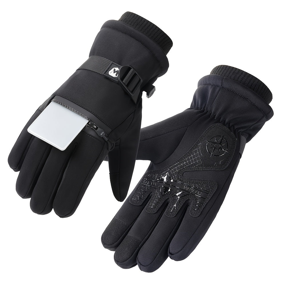 Gants de ski imperméables à sangle de poignet en maille à oursons
