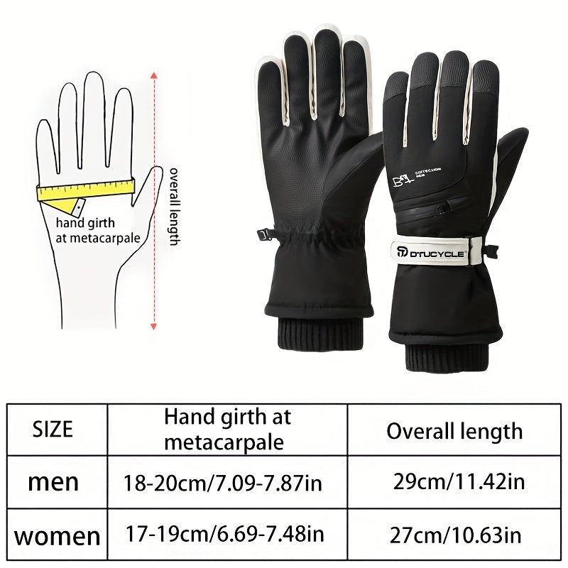 Gants de ski imperméables à poignet côtelé, beige homme