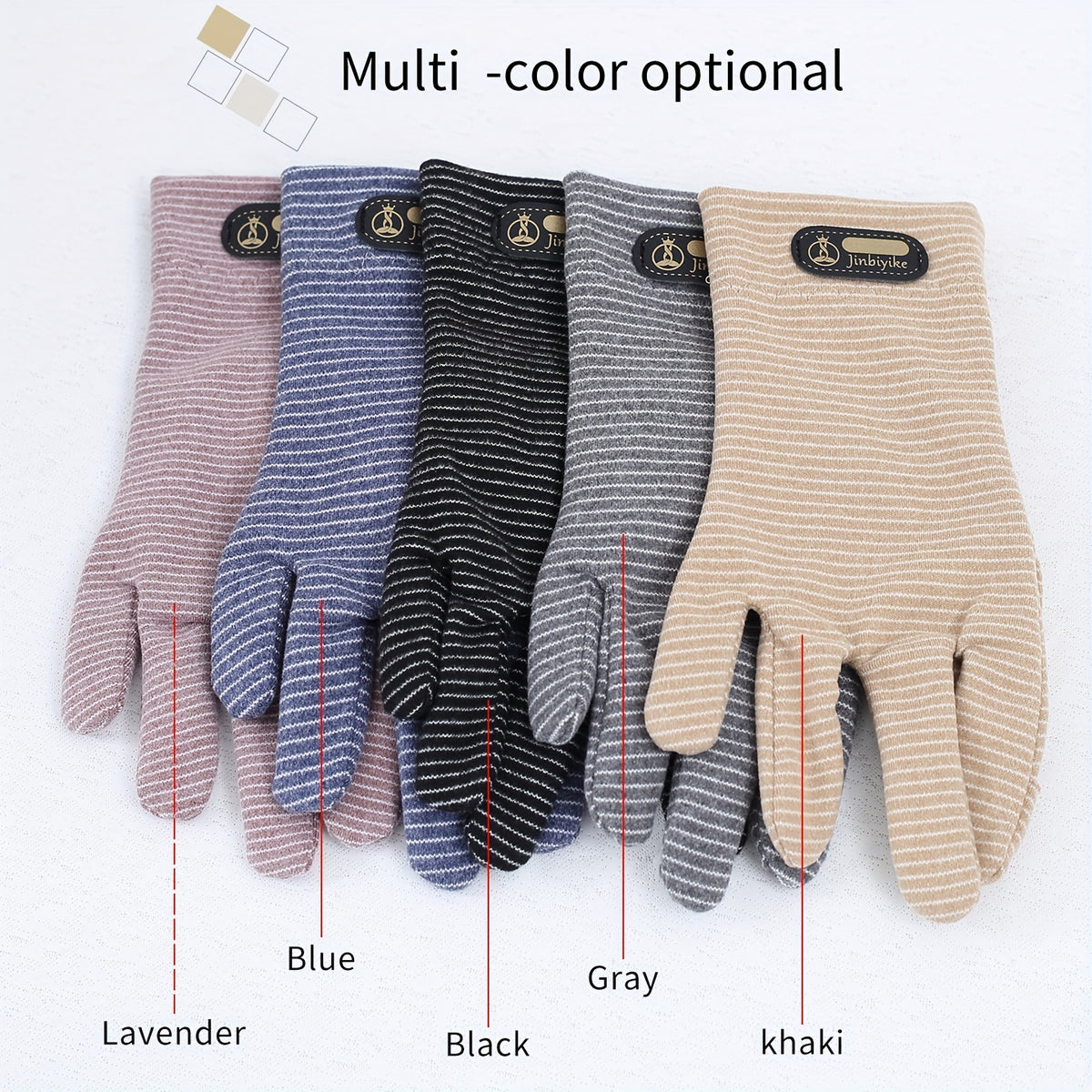 Gants sans doigts en maille, 3 coloris, noir, bleu et lavande