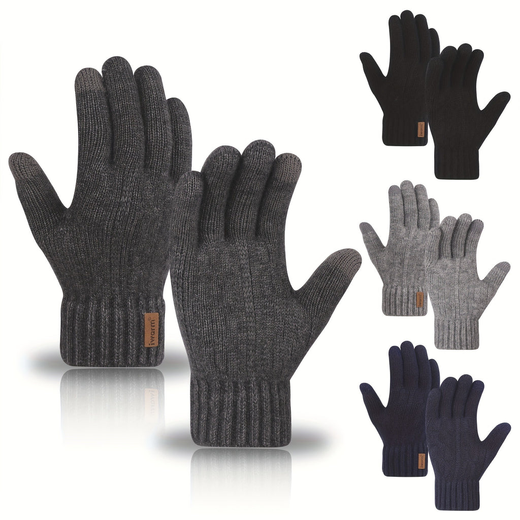 Gants tactiles à étiquette cousue en maille à doublure laine