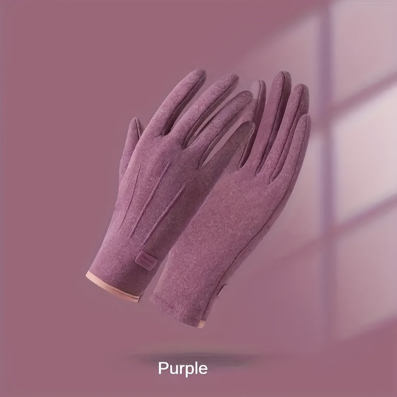 Gants tactiles à étiquette cousue en maille, rose