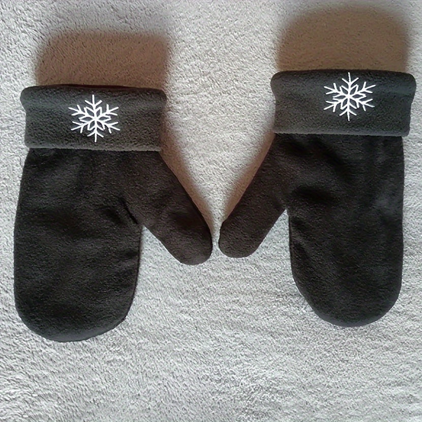 Moufles brodées à flocons en maille — lot de 3 paires