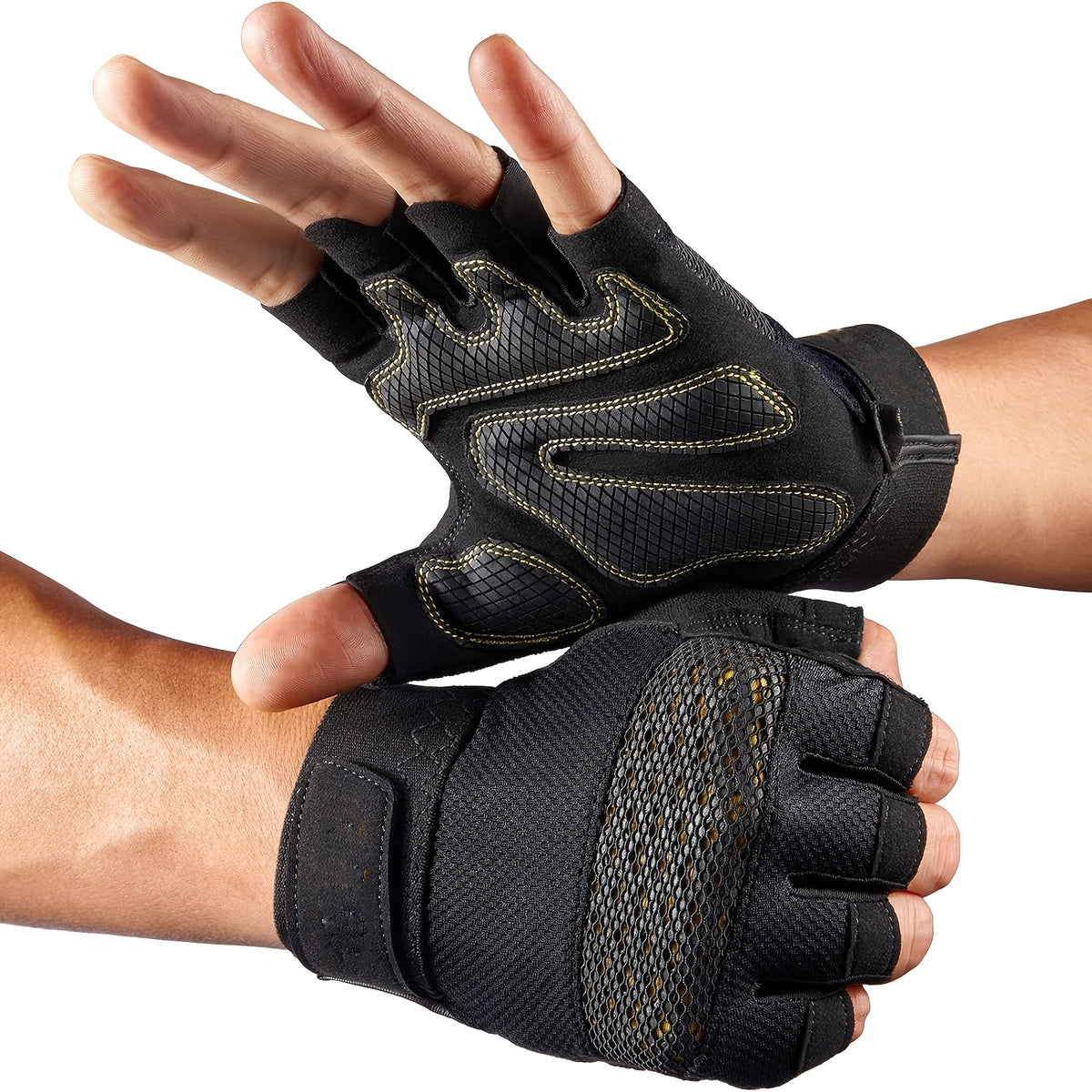 Mitaines, paume antidérapante, noir, du S au XL, tissé, noir