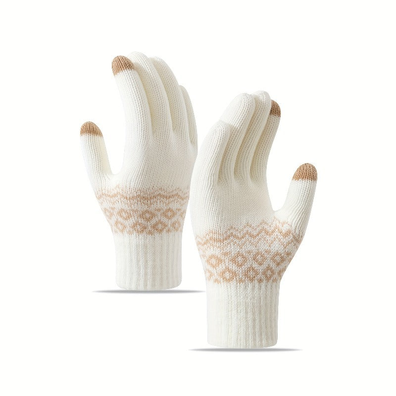 Gants tactiles à motif jacquard en maille
