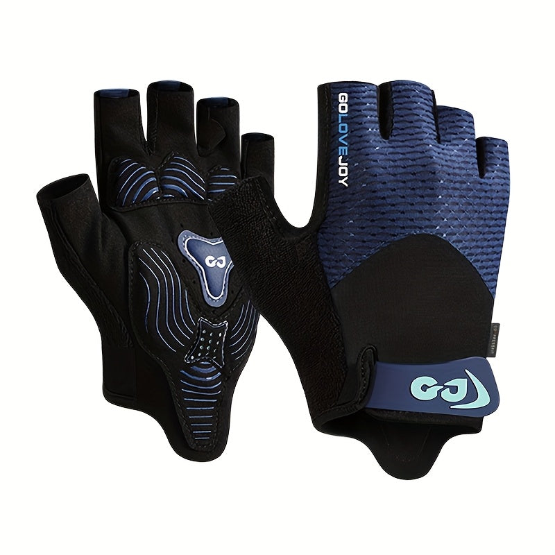 Mitaines de vélo, demi-doigts, noir, rose, bleu