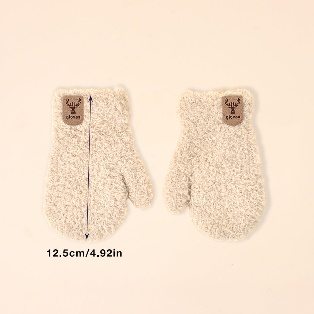 Moufles à étiquette cousue en peluche pour bébé — lot de 6 paires