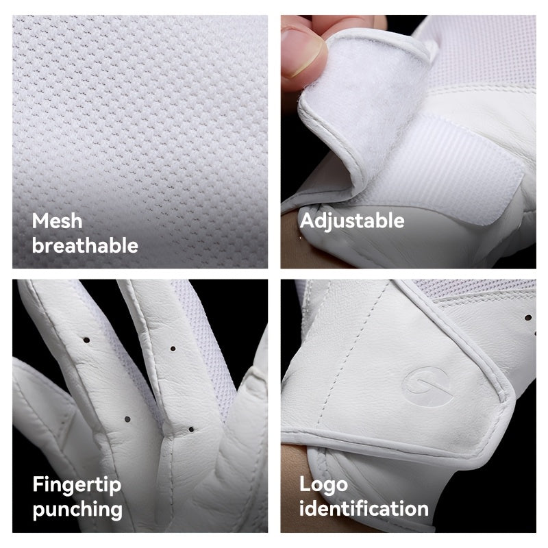 Gants d'équitation respirants à sangle de poignet en cuir de mouton