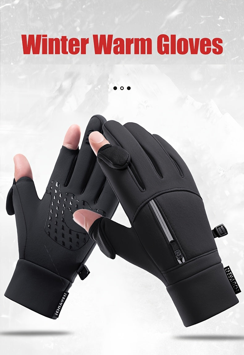 Gants tactiles coupe-vent de ski en simili cuir, du M au XL, tissé