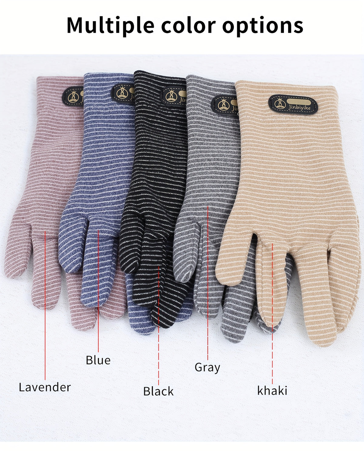 Gants sans doigts en maille, 3 coloris, noir, bleu et lavande