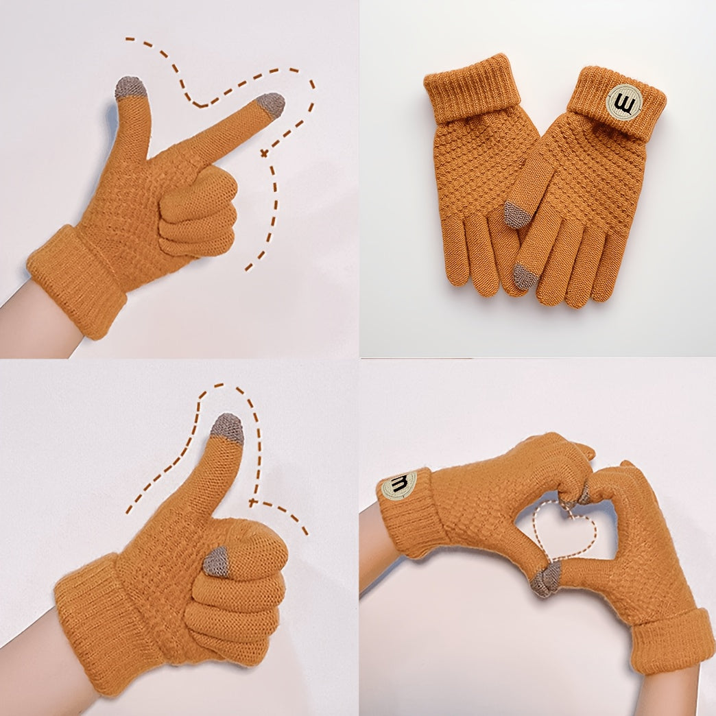 Gants tactiles en maille gaufrée imprimés