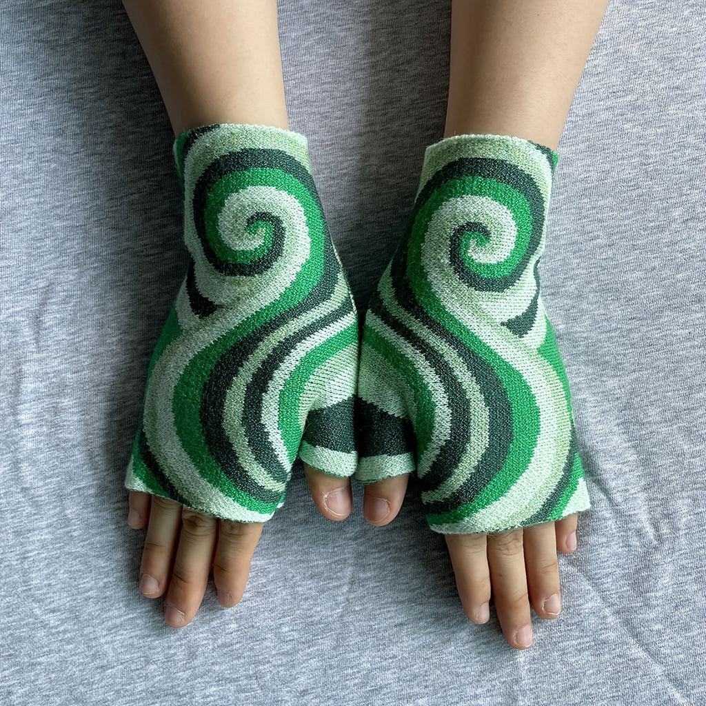 Gants sans doigts en maille, 6 coloris, jacquard
