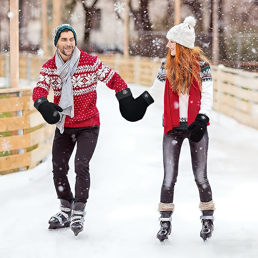 Moufles brodées à flocons en maille — lot de 3 paires