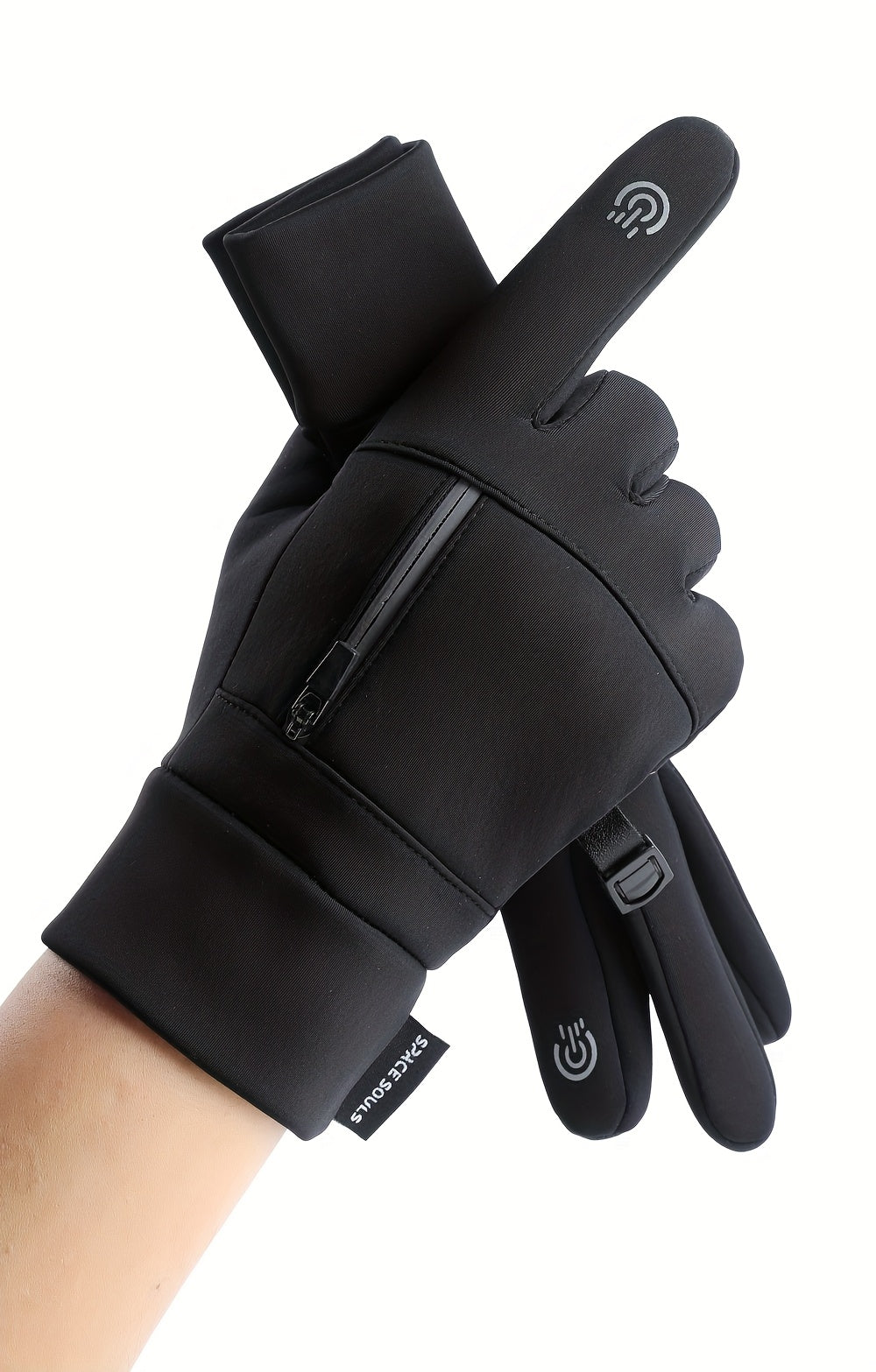 Gants à doigts rabattables tactiles à picots en softshell às oursons