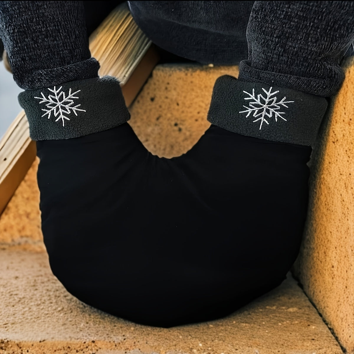 Moufles brodées à flocons en maille — lot de 3 paires