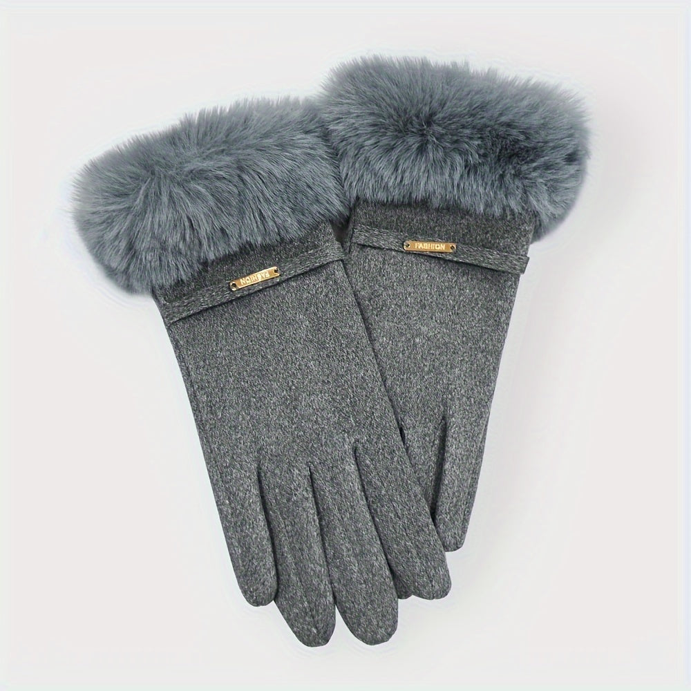 Gants à revers de fourrure en suédine