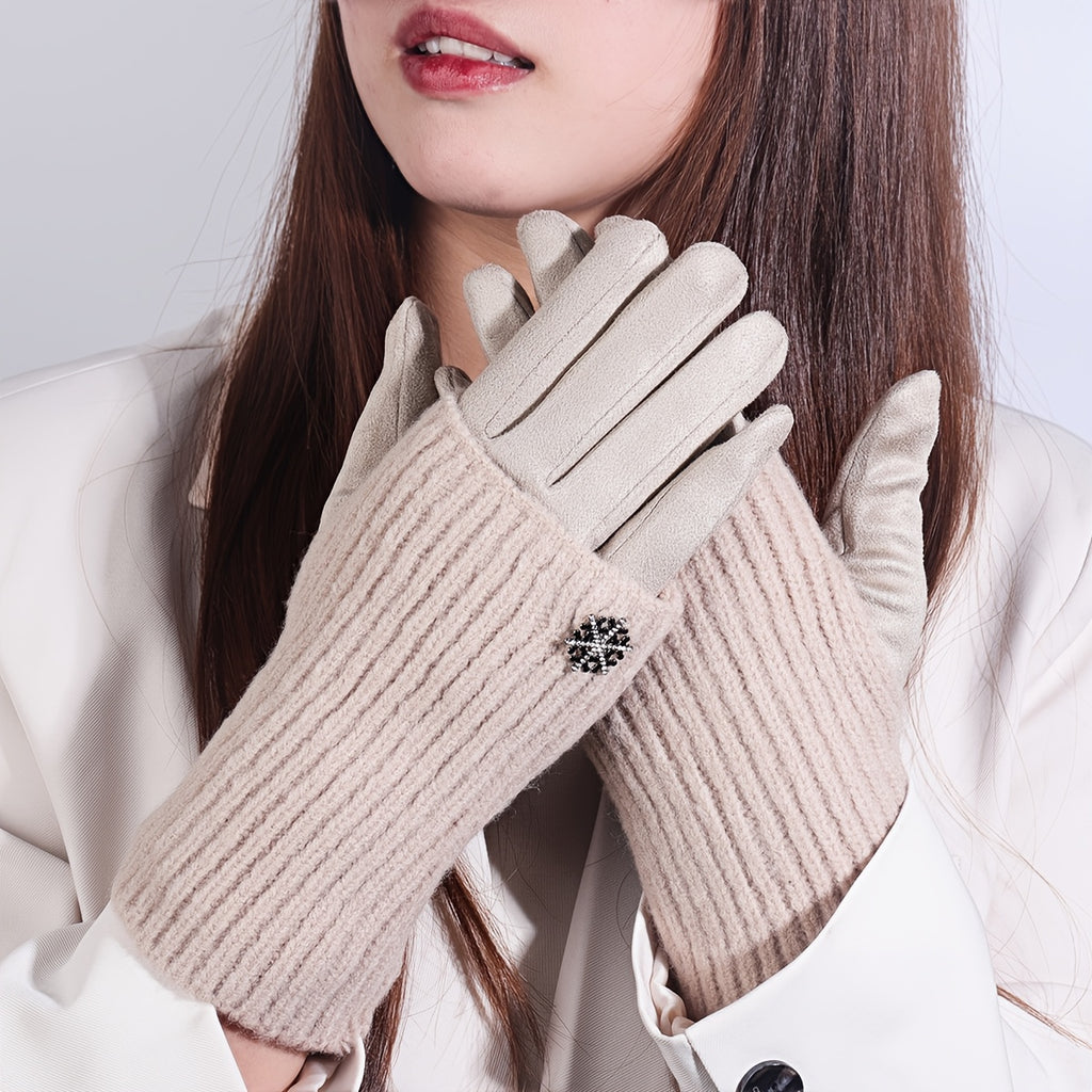 Gants coupe-vent de cérémonie en maille, beige