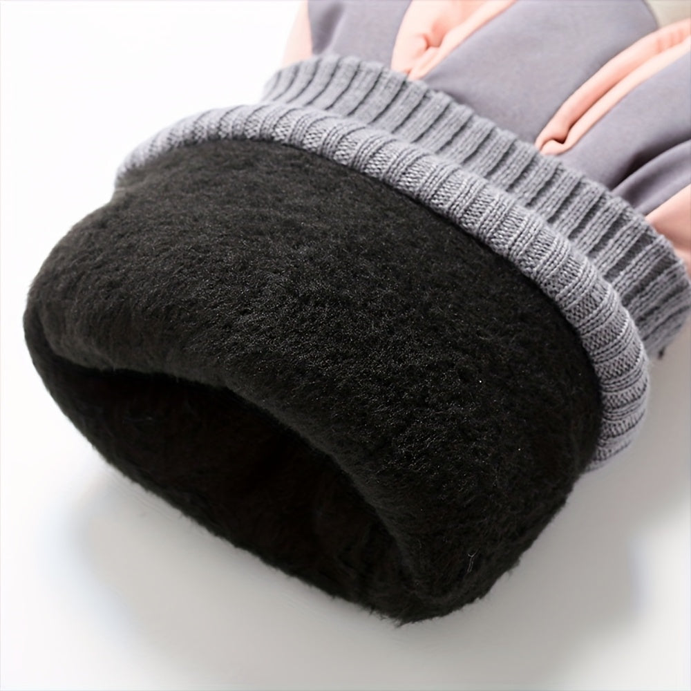 Gants de ski imperméables à poignet côtelé, gris