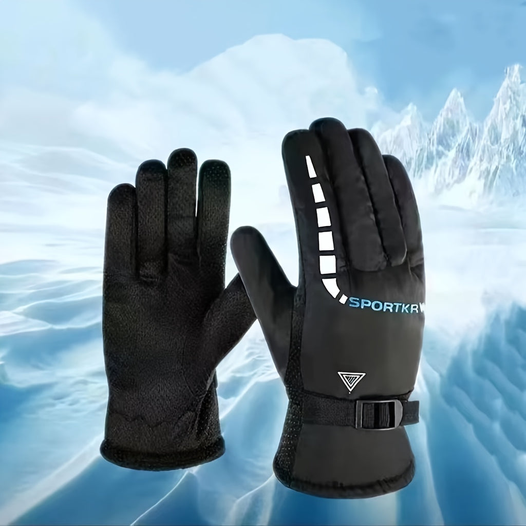 Gants de ski imperméables à sangle de poignet à bandes réfléchissantes