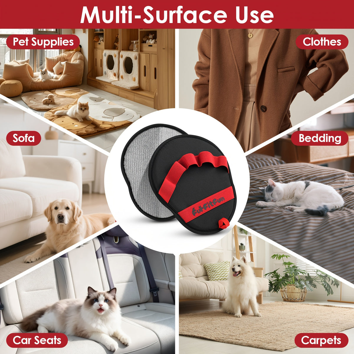 Gant anti-poil de sport nautique à motif chat à sangle de poignet en velours