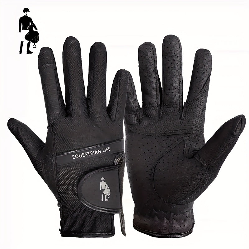 Gants d'équitation respirants à sangle de poignet en simili cuir
