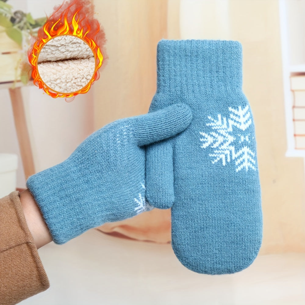 Gants mitaines doublés thermiques en laine, 6 coloris
