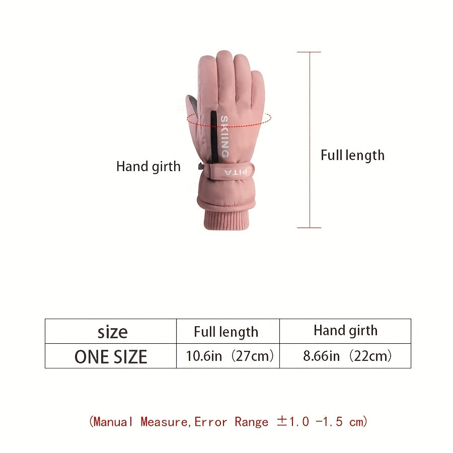 Gants de ski imperméables à sangle de poignet en maille à doublure polaire