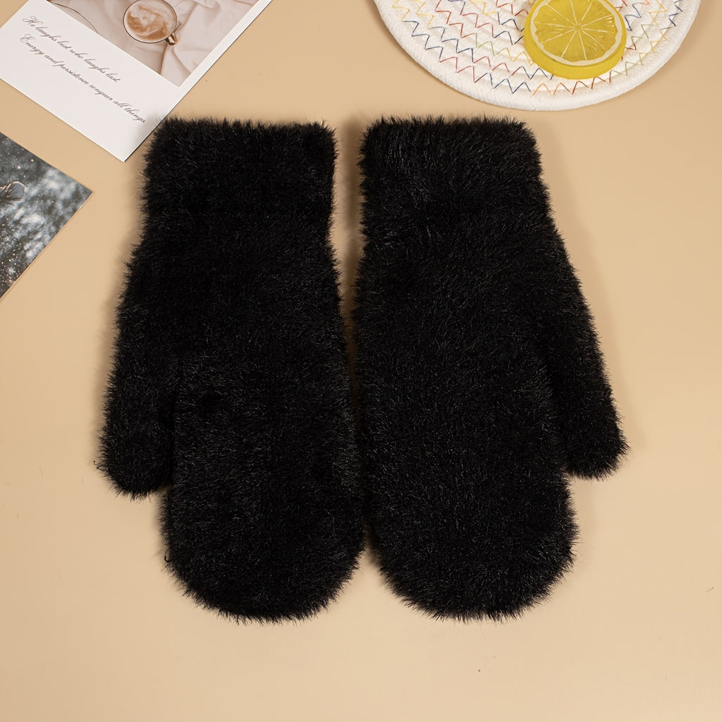Moufles en peluche, beige