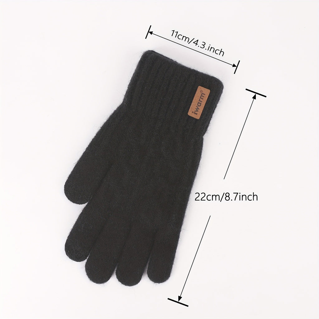 Gants tactiles à étiquette cousue en maille à doublure laine