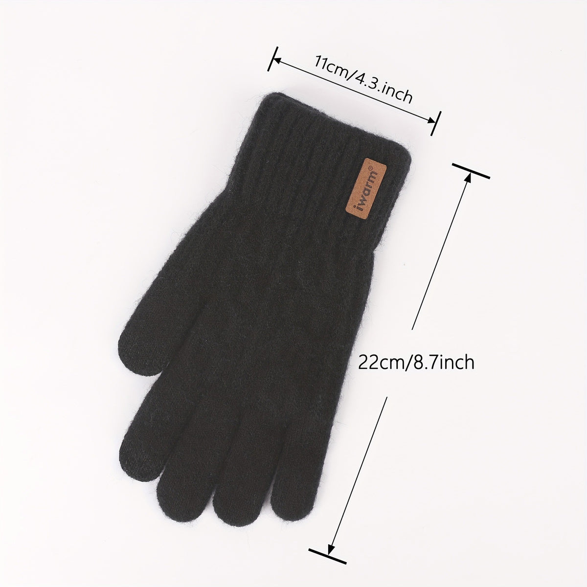 Gants tactiles à étiquette cousue en maille à doublure laine