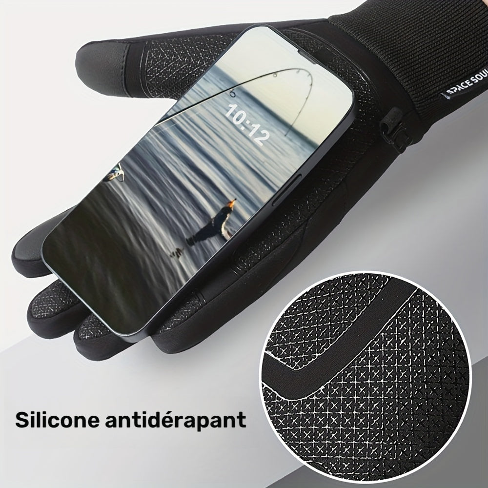 Gants tactiles coupe-vent thermiques en simili cuir, du M au XL