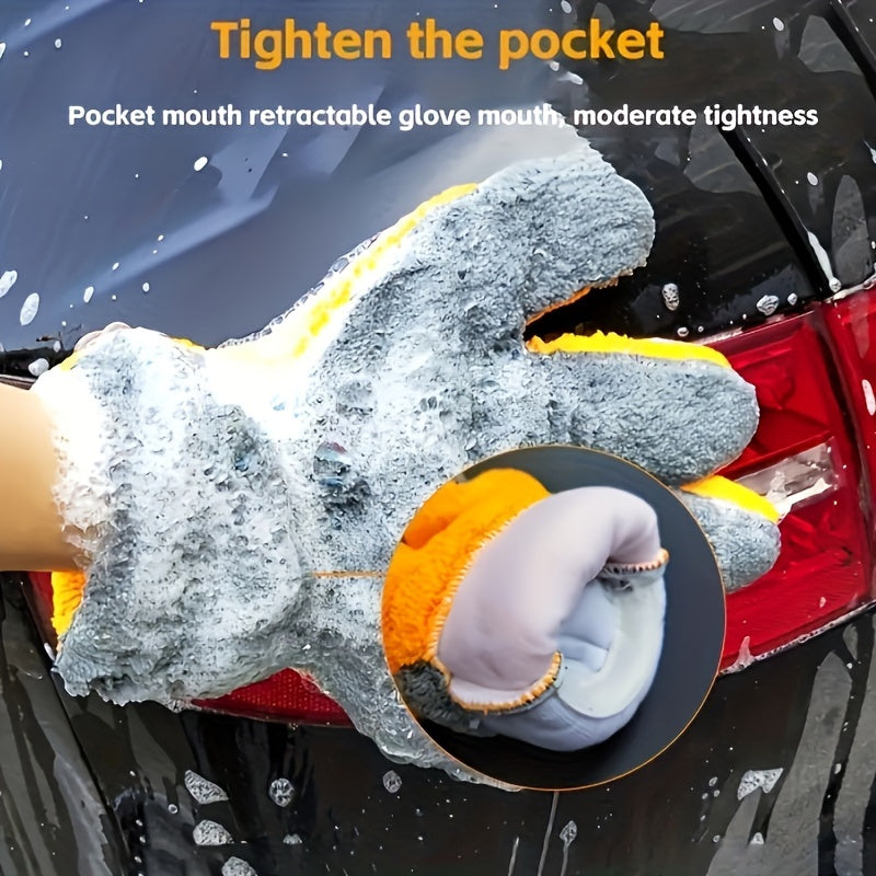 Gants de lavage en microfibre, gris-orange