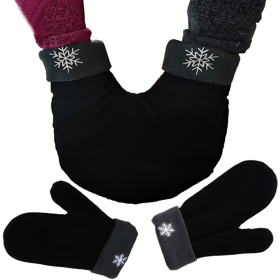Moufles brodées à flocons en maille — lot de 3 paires