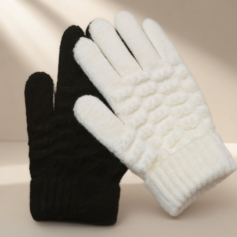 Gants sans doigts thermiques en maille, blanc