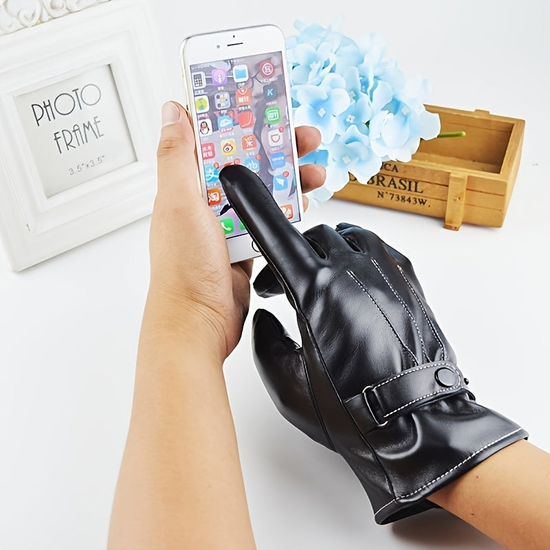 Gants de conduite de vélo en cuir, noir