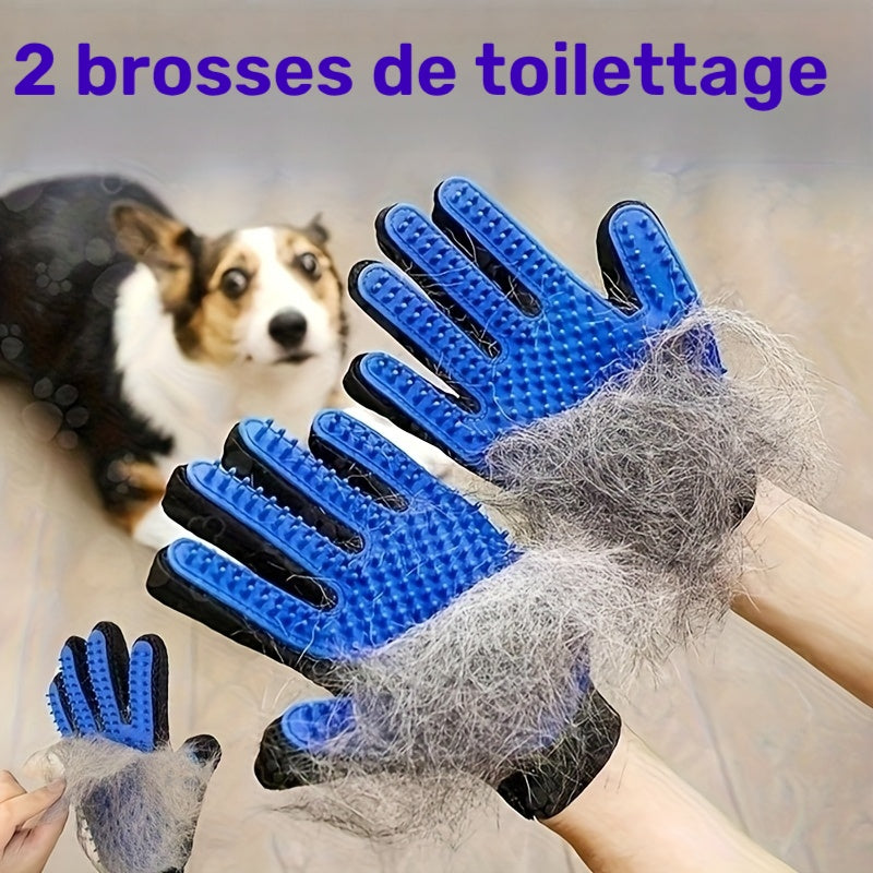 Gants de toilettage — lot de 2 paires