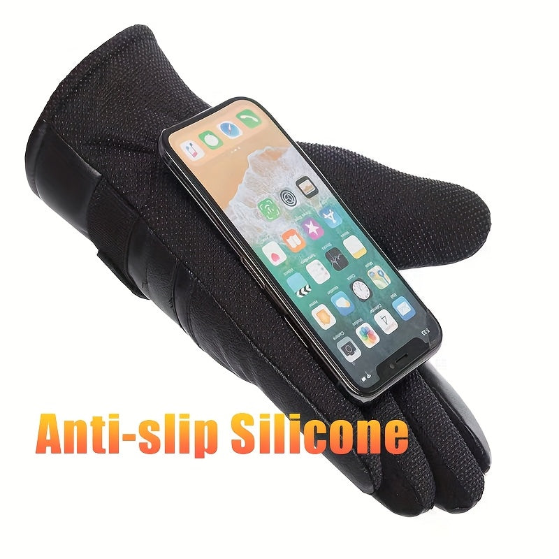 Gants mitaines coupe-vent thermiques en cuir