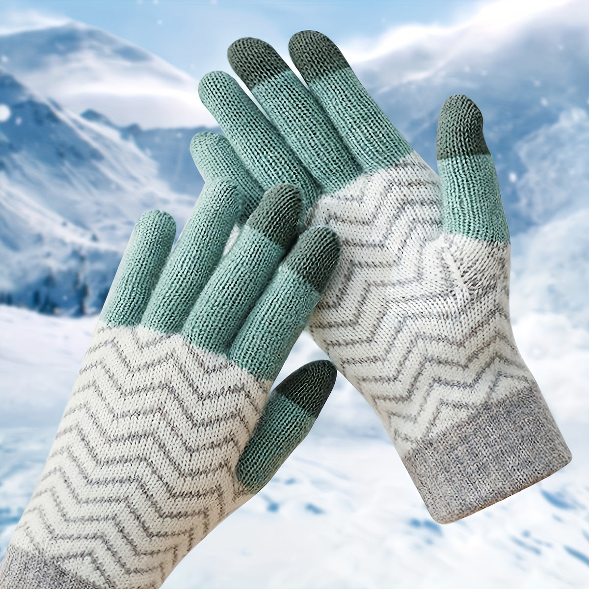 Gants tactiles doublés thermiques en maille, 2 coloris