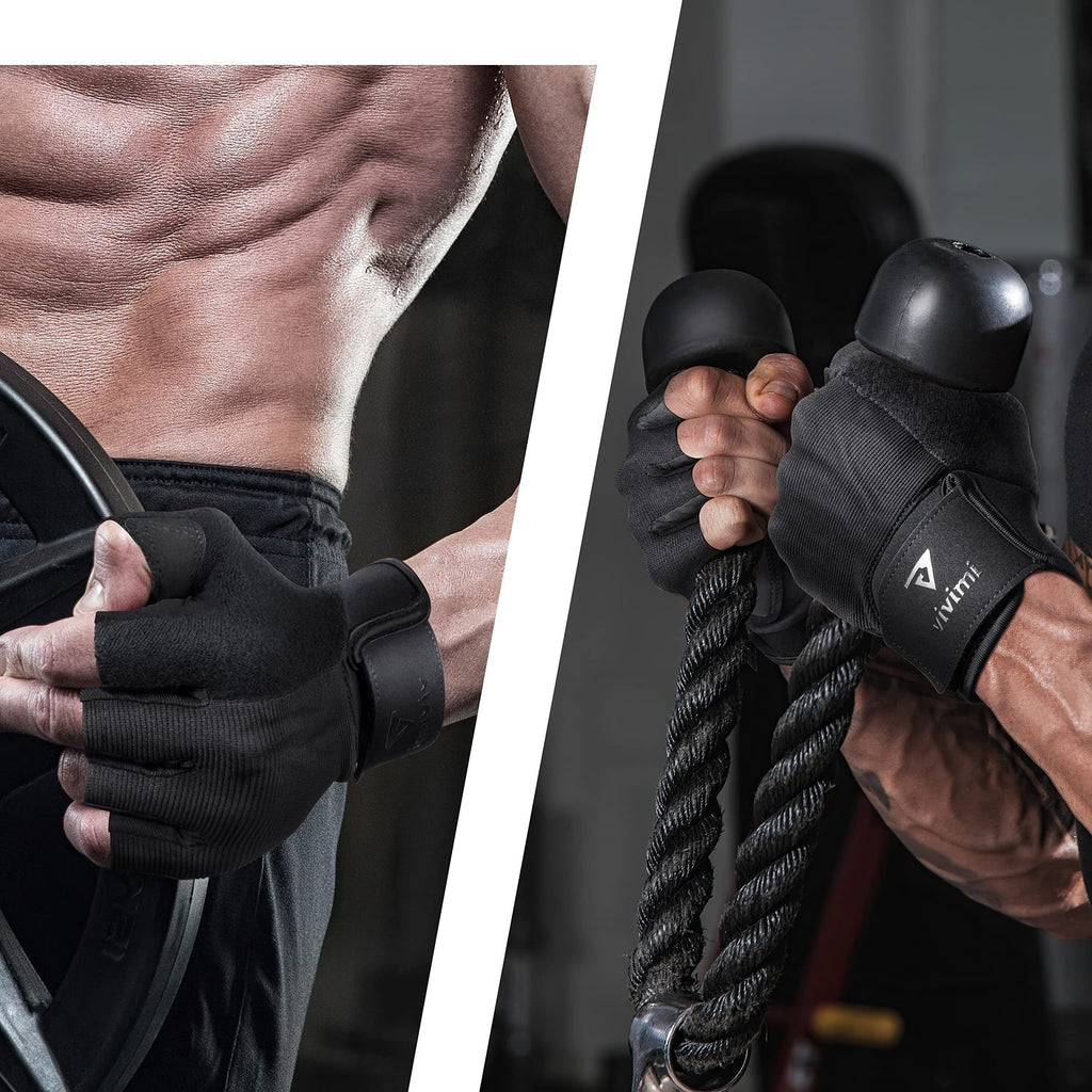 Gants de musculation à paume renforcée à sangle de poignet en maille à boucle