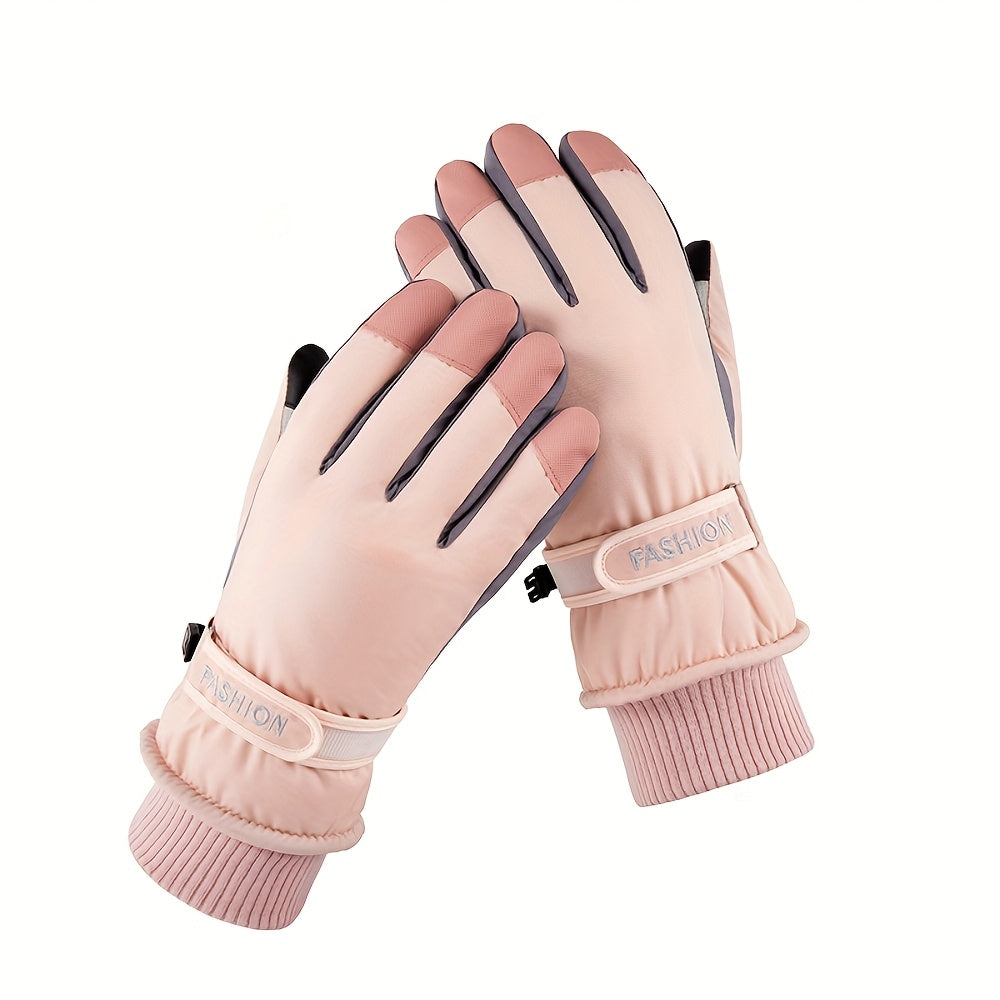 Gants de ski imperméables à poignet côtelé, gris