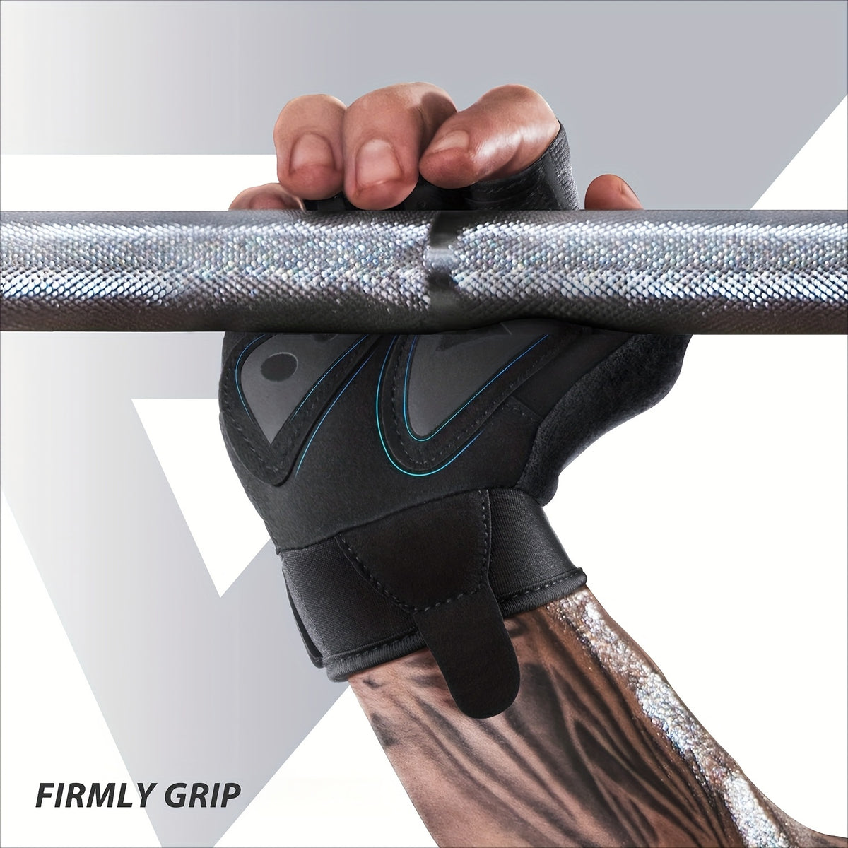 Gants de musculation à paume renforcée à sangle de poignet en maille à boucle