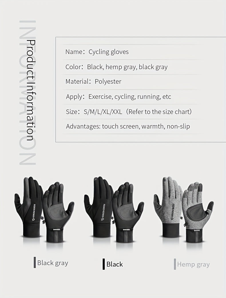 Gants de vélo tactiles à paume renforcée à sangle de poignet en softshell