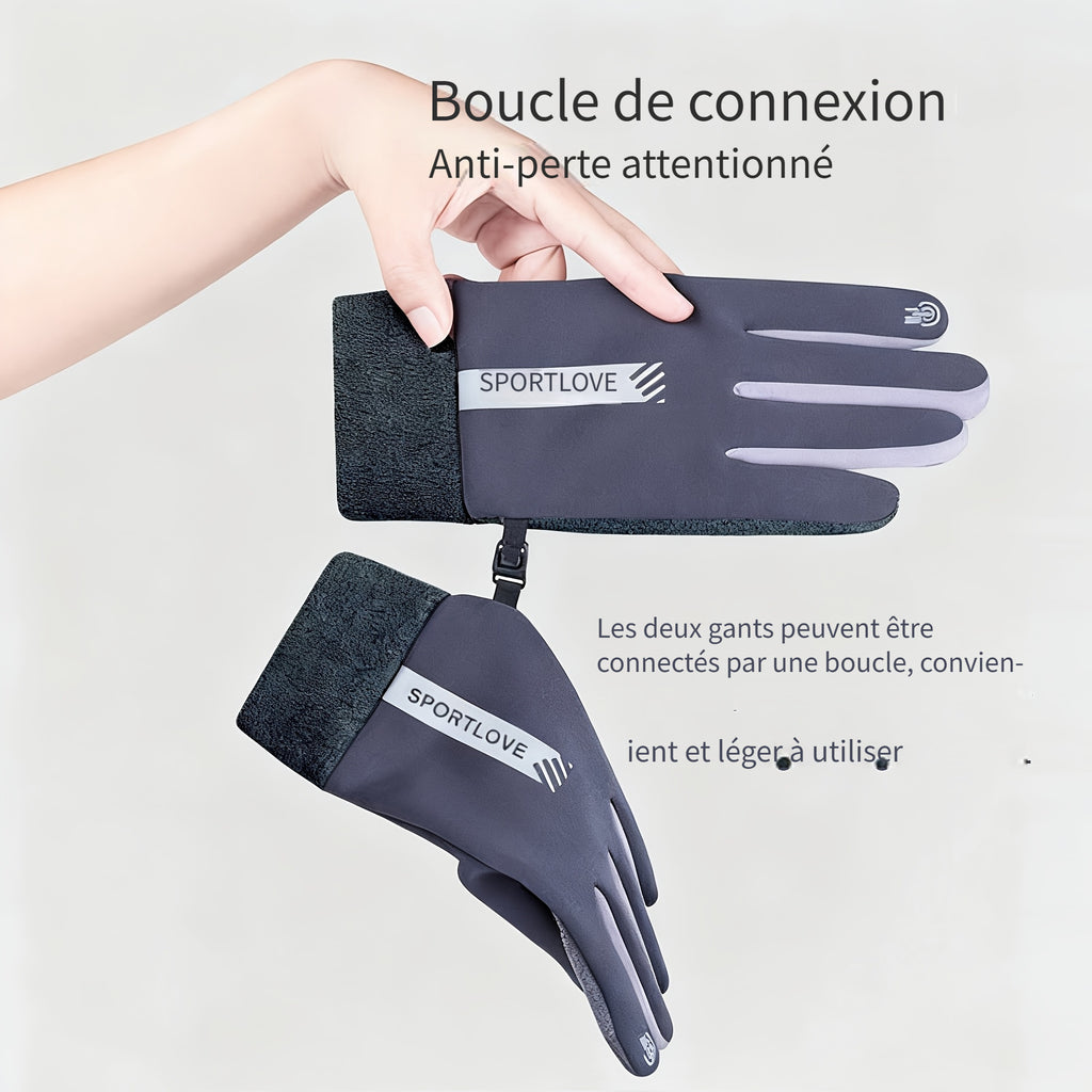 Gants coupe-vent thermiques en maille, 4 coloris, modèle femme-rose, modèle femme-gris rose