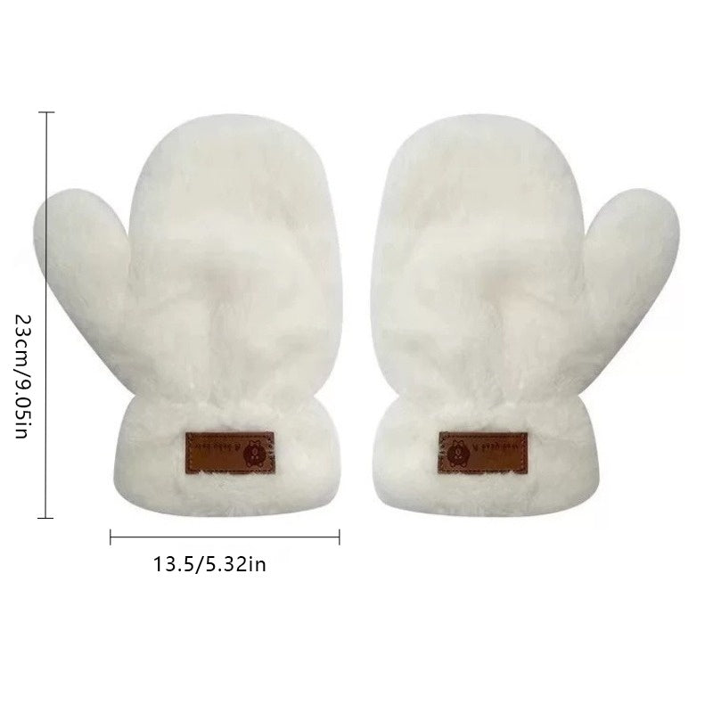 Moufles à étiquette cousue en peluche — lot de 2 paires
