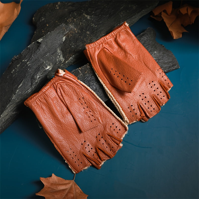 Gants sans doigts en cuir