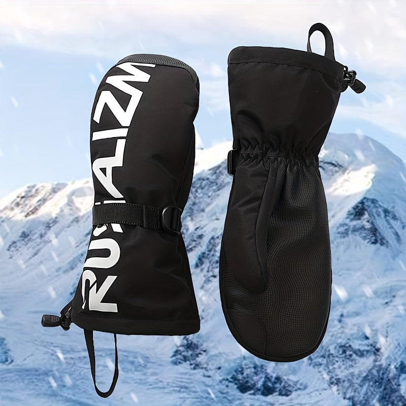 Moufles de ski imperméables à manchette longue en maille pour enfant àes oursons